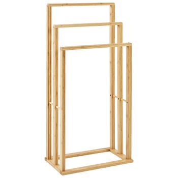 Toallero De Baño 81x40 Cm 3 Raíles Madera De Bambú Marrón Claro Tupelo
