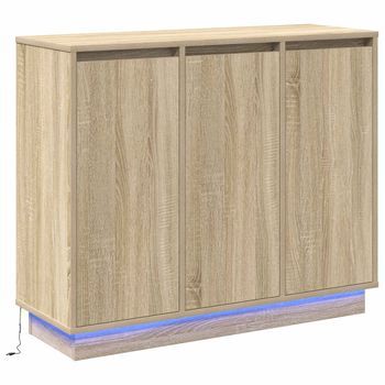 Aparador Led Roble Sonoma 90 X 32 X 75 Cm Madera De Ingeniería Vidaxl