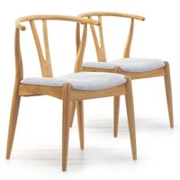 pack 2 sillas color roble madera maciza 55 x 545 x 76 cm