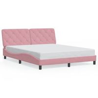 cama matrimonial  cama para adultos  estructura de cama con luces led terciopelo rosa 160x200 cm cfw65226