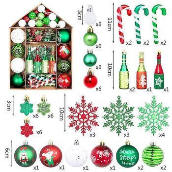 70 Bolas De Navidad Para Casa, Nuevas Bolas Colgantes Pintadas En Forma De Caja Para Árbol De Navidad, Adornos Navideños De Bolas Coloridas