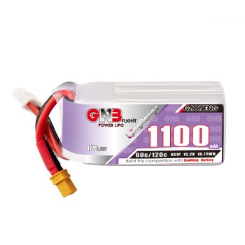 Batería LiPo Gaoneng GNB 15.2V 1100mAh 60C 4S con enchufes XT30 / XT60 para drone de carreras FPV GEPRC Tern LR40