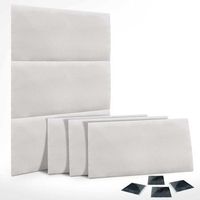 dhome juego de 6 paneles tapizados de tela de lujo pack autoadhesivos para pared acusticos absorbentes proteccion silver nacar 50x50cm x6