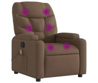 vidaxl sillon reclinable con masaje de tela marron