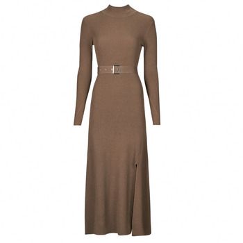 Karl Lagerfeld Vestido largo LSLV BUCKLE BELT KNIT DRESS para mujer
