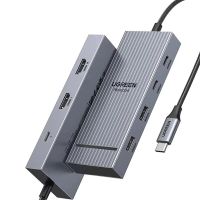 ugreen cm8880 estacion de acoplamiento 7 en 1 tipo c con 4k60hz 2hd  10 gbps puertos usb-a y c pd100w hub usb para pc p