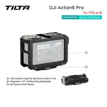 TILTA para DJI Osmo Action 5 Pro/4/3 jaula de cámara completa con zapata fría permite intercambios rápidos de batería TA-T72-A