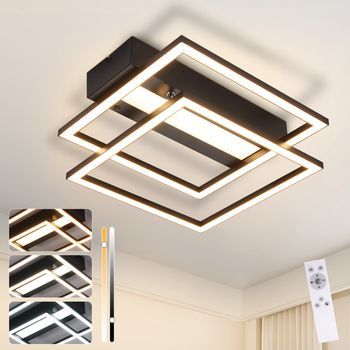 Lámpara De Techo Led Nettlife Para Sala De Estar, 2 Marcos, Moderna, Negra, Regulable, Cuadrada, Para Pasillo