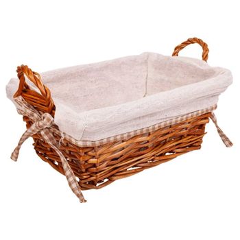 Panera mimbre forrada marrón 25x18x10h cm