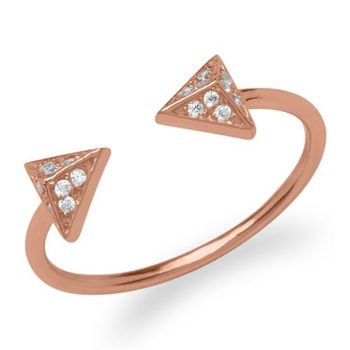 Anillo pirámides circonitas plata chapado en oro rosa