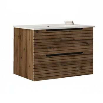 Kibath Mueble De Baño Con Lavabo Ken 60x45 Cm Acabado Desierto Mate 2 Cajones Suspendido