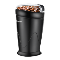 aigostar breath -  molinillo de cafe electrico con cuchillas acero inoxidable capacidad 60gr  tapa transparente libre de bpa negro
