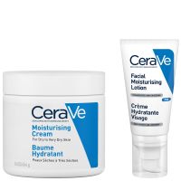 cerave evening moisturising routine for dry skin face and body moisturiser with hyaluronic acid