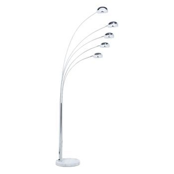 Lámpara De Pie Metal Cromado Plateado 210 Cm 5 Brazos Arco Orientable Moderno Flinders