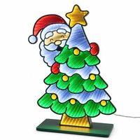 papa noel infinity con arbol de navidad well home 531 led multicolor 58x80 cm