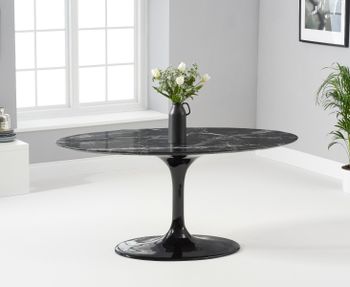 Brighton 160cm Marble Oval Black Dining Table
