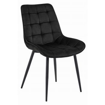 Silla De Comedor Terciopelo Valora Bera Asiento Acolchado De Terciopelo Negro