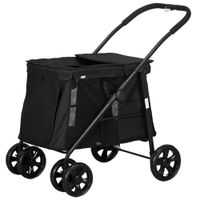 pawhut carrito para perros con cojin 3 bolsillos laterales plegable carrito para perros 102x62x105 cm negro   aosom espana