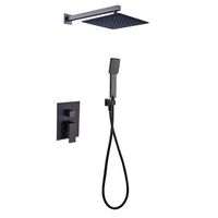 kibath grifo empotrado de ducha equipo de pared monomando che cuadrado acabado negro mate fabricado en laton