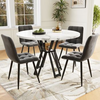 Conjunto De Mesa Y 4 Sillas - Comedor - Mdf Y Metal - Multicolor (100x100x76cm)