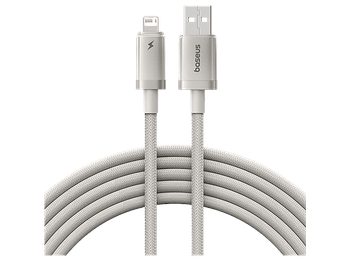 Cable USB a Lightning - Baseus Titanium Alloy, Carga ultrarrápida, Alta resistencia, Lightning, 200 cm, 2.4A, Dorado Galaxy