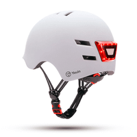 casco youin con led frontal y trasero blanco talla l