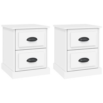 Mesitas De Noche 2 Uds Madera Contrachapada Blanco 39x39x47,5cm Vidaxl