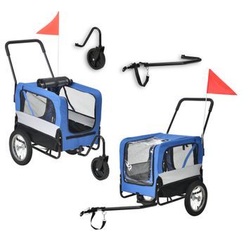 Remolque De Bicicleta Para Mascotas - Para Perros - Carro Para Correr - 143 X 67 X 96 Cm - Remolque De Bicicleta Para El Transporte De Equipaje Y Carga - Hasta 40 Kg - Azul Gris Negro [pro.tec]®