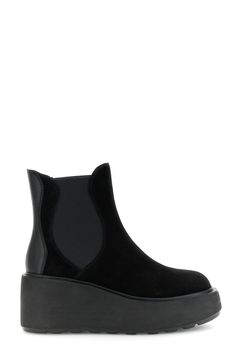 botines de cuña de ante y piel con elásticos black 39