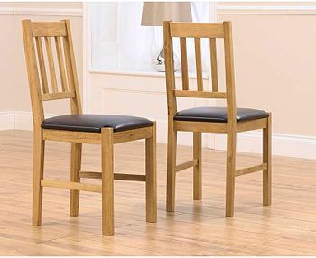 Oxford Solid Oak and Brown Dining Chairs - Brown