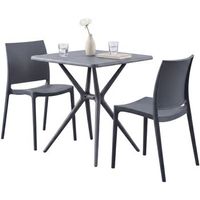 conjunto de muebles de jardin amino con 2 sillas plastico gris oscuro 72x156x81 cm clp