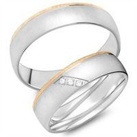alianzas 14 quilates oro amarillo-blanco 3 diamantes
