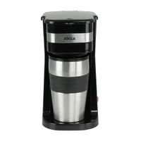 cafetera de goteo individual jocca con taza termica de viaje 420 ml filtro de malla reutilizable apagado automatico interruptor onoff con luz y termo de acero inoxidable apto para portavasos de