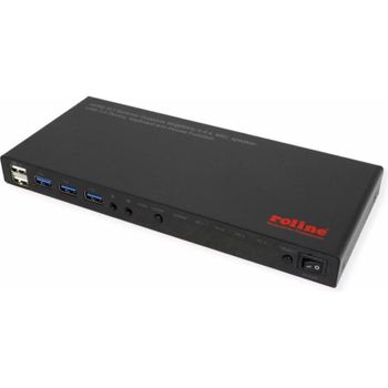 Conmutador KVM Roline 4x1 HDMI USB 3.2 4K 60Hz con Hub USB