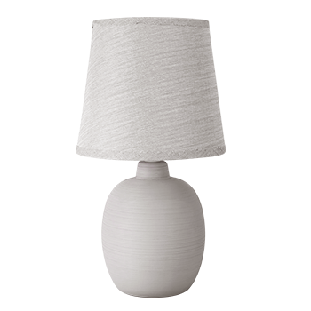 Aigostar - Lámpara de cerámica de mesa, cuerpo de diseño sencillo color gris, pantalla de tela color gris, casquillo E14. Lamparas de mesita de noche, Perfecta para el salón, dormitorio o recibidor.