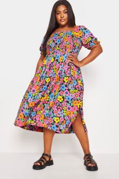 Yours Vestido Nido De Abeja De Flores, Mujer Curvy Y Tallas Grandes, Yours