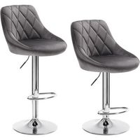 juego de 2 taburetes de barasiento terciopelobase redonda de metal39 x 47 x 104 cm gris oscurowoltu