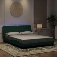 cama matrimonial  cama para adultos  estructura cama con luces led terciopelo verde oscuro 160x200cm cfw9535028
