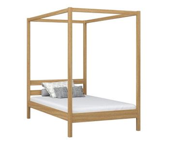 Cama individual de roble con dosel n01 roble natural
