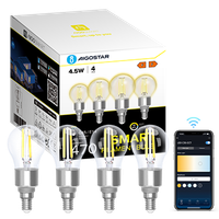 aigostar bombilla inteligente alexar bombilla led e14 vintager g45 transparente tipo globor 45wr 470lmr regulable calida a fria 2700k a 6500kr compatible con alexa y google homer 4 pcs