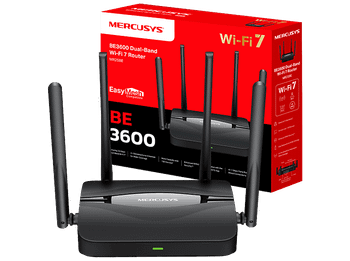 Router - Mercusys MR25BE, Wi-Fi 7 AX3600 de Doble Banda, Puerto 2.5G, 4 Antenas Externas, Compatible con EasyMesh y Multi-Link Operation (MLO), Negro