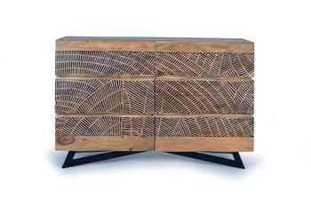 Cómoda en madera de acacia y patas en metal