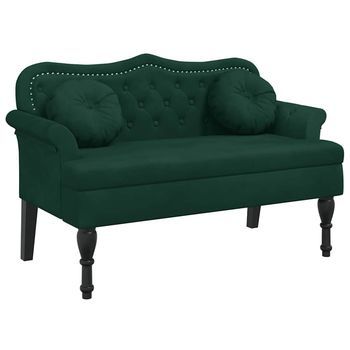 Banco Con Cojines Terciopelo Verde Oscuro 120,5x65x75 Cm Vidaxl