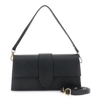 bolso de hombro con solapa de piel martillada y correa de hombro extraible black