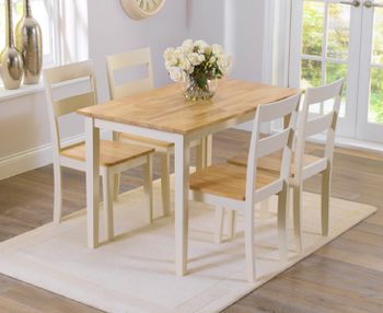 Chiltern 114cm Oak and Cream Painted Dining Table and Chairs - Cream, 4 Chairs