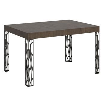 Mesa Extensible Kiza Con Patas De Acero Antracita-color Marrón-ancho Extensible