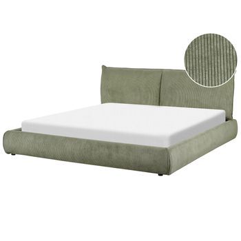 Cama Moderna Tapizada Pana 180 X 200 Cm De Listones Verde Vinay