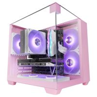 mars gaming mc-visionm caja pc compacta microatx triple cristal templado doble camara rosa