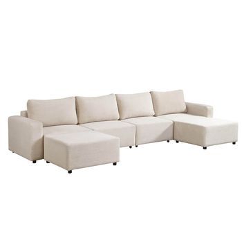 Sofá Cama Modular Beige - 380 X 168 Cm