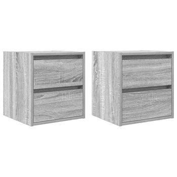Mesillas De Noche De Pared 2 Unidades Gris Sonoma 38x34x40 Cm